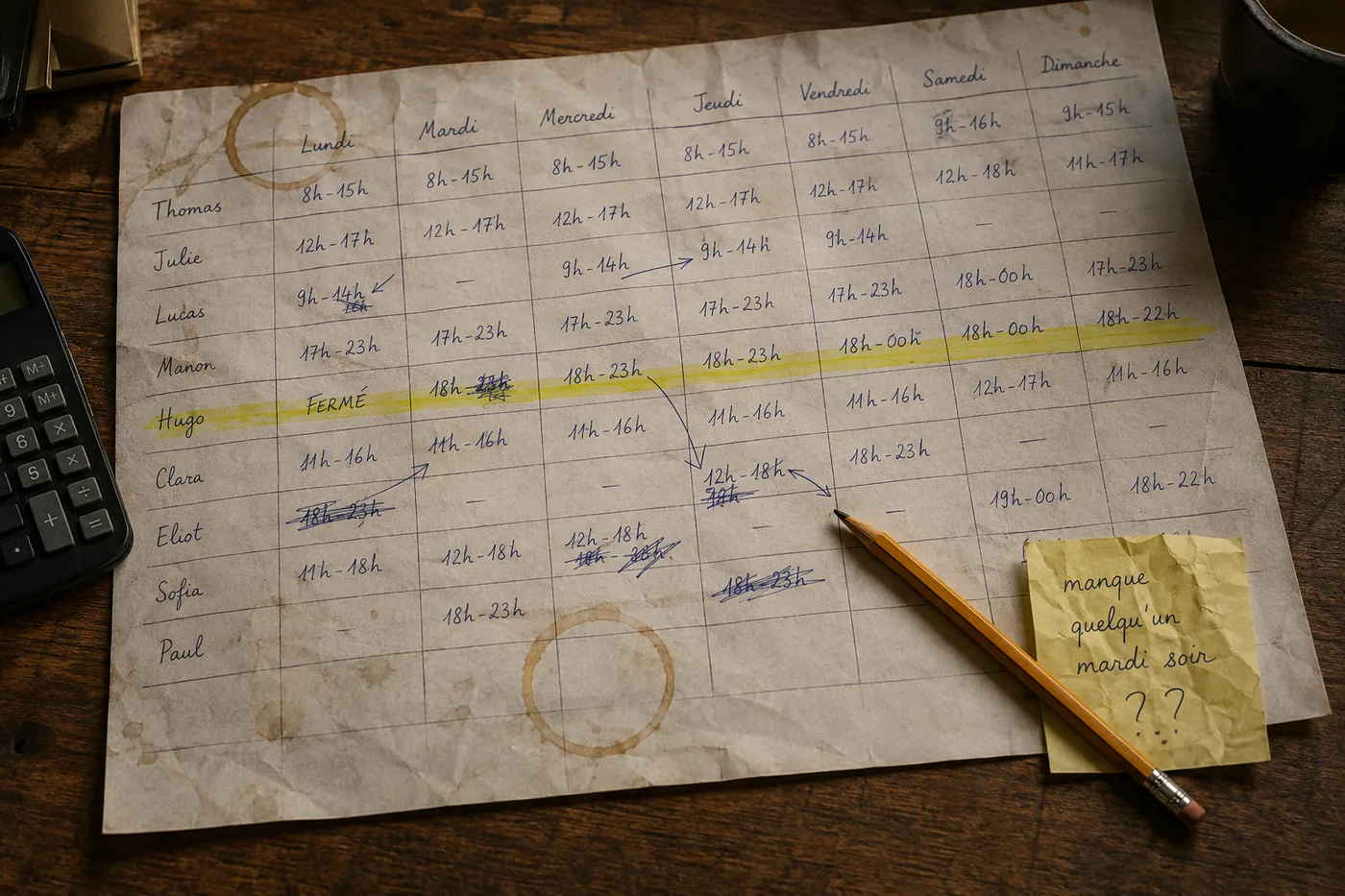 Planning papier avant Brigado